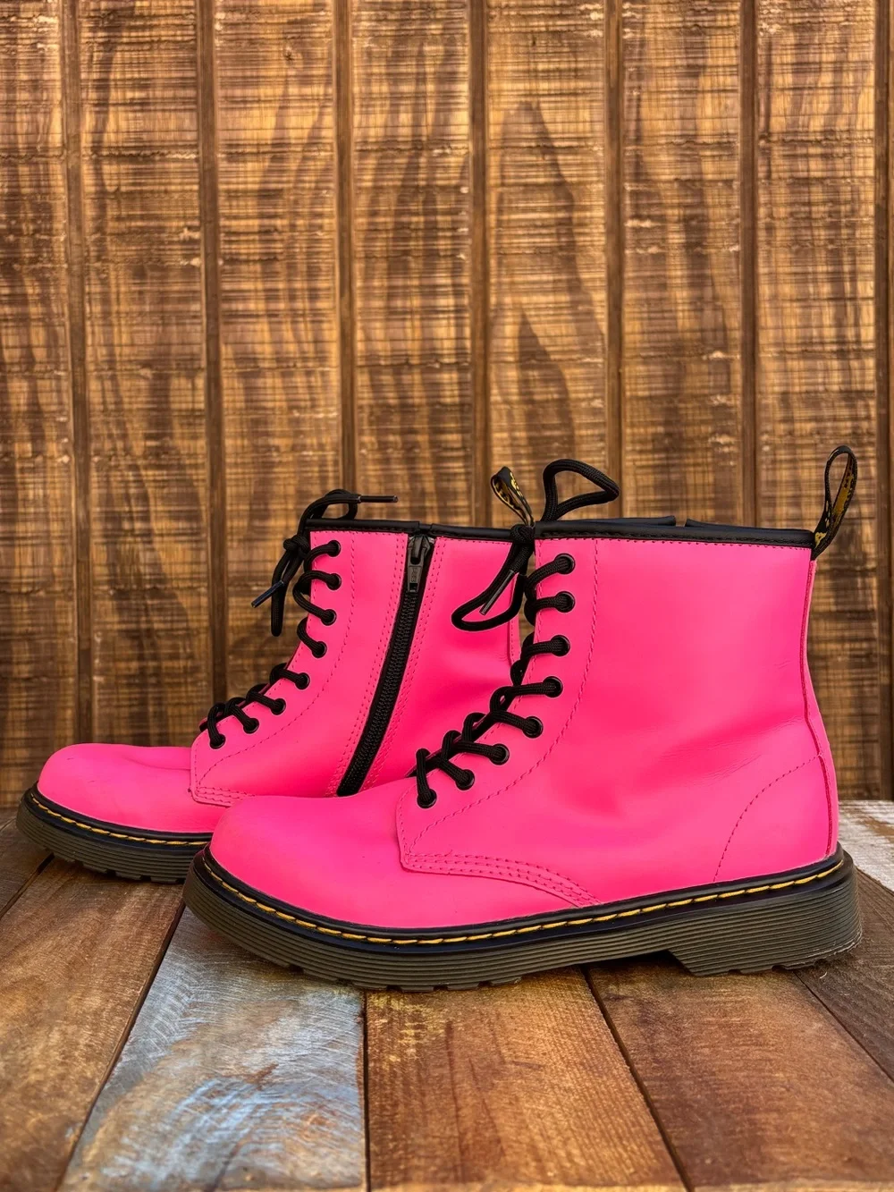Dr. Martens 1460 J Hot Pink Combat Leather Boots